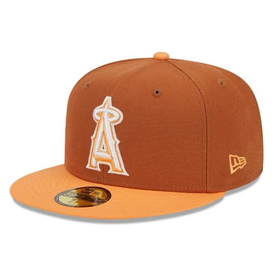 Men's New Era Brown/Orange Los Angeles Angels Spring Color Basic Two-Tone 59FIFTY Fitted Hat