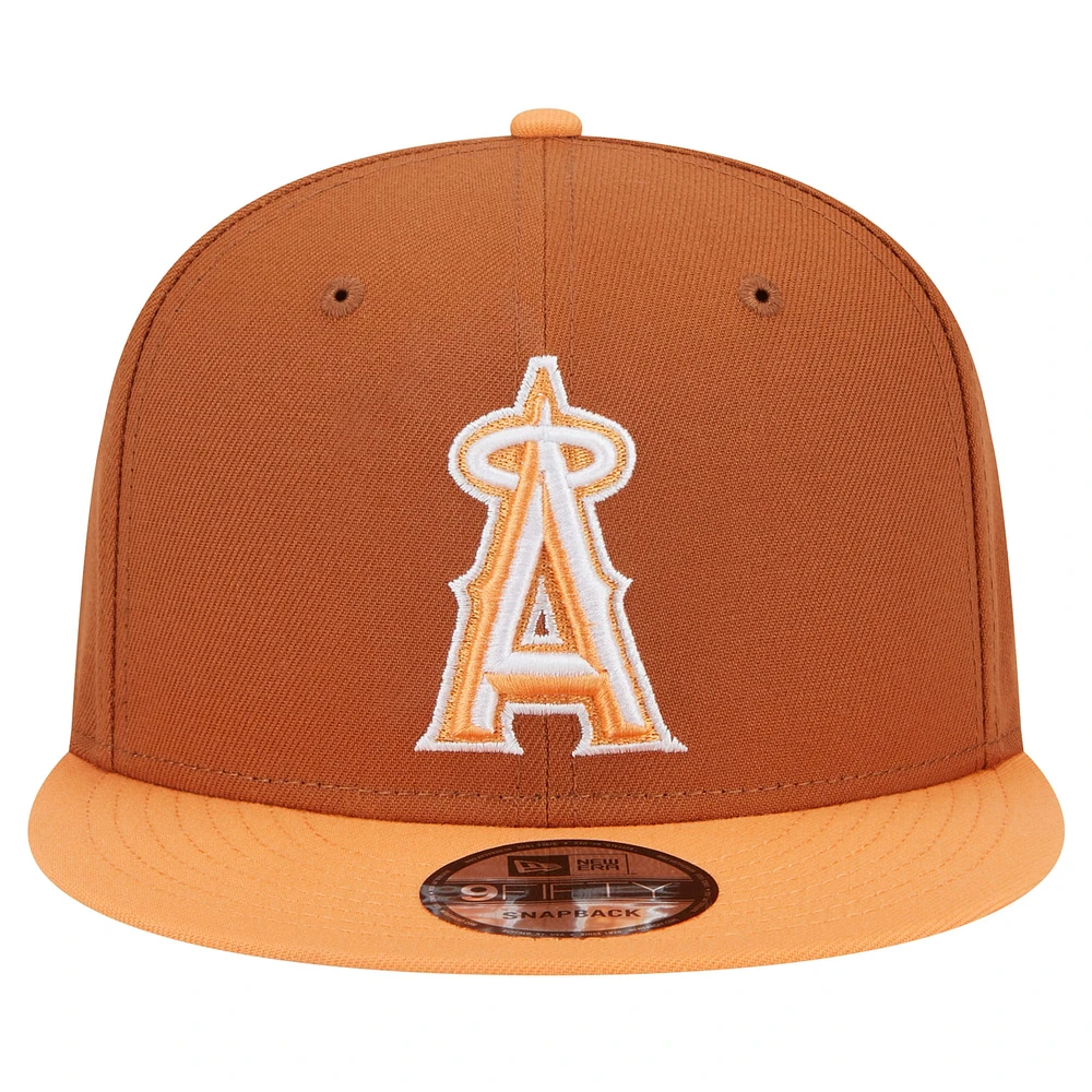 Men's New Era Brown Los Angeles Angels Spring Color Two-Tone 9FIFTY Snapback Hat