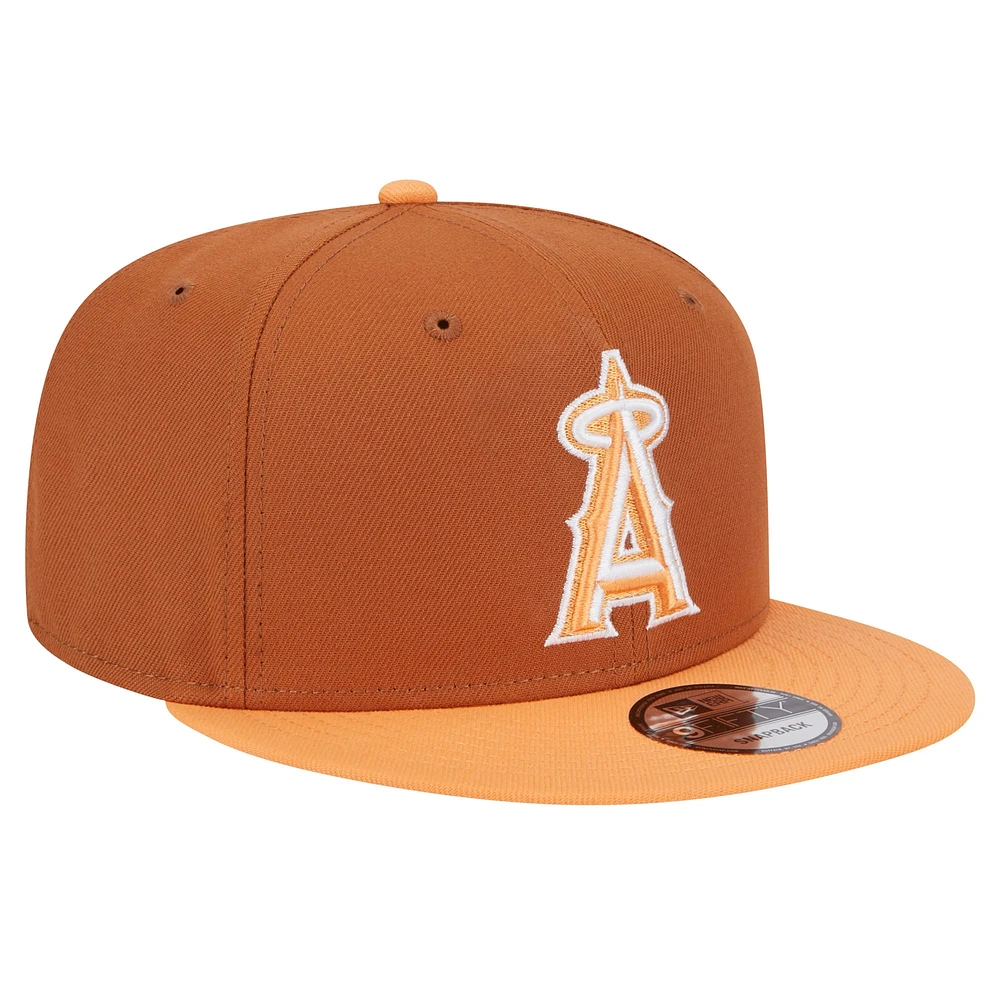 Men's New Era Brown Los Angeles Angels Spring Color Two-Tone 9FIFTY Snapback Hat