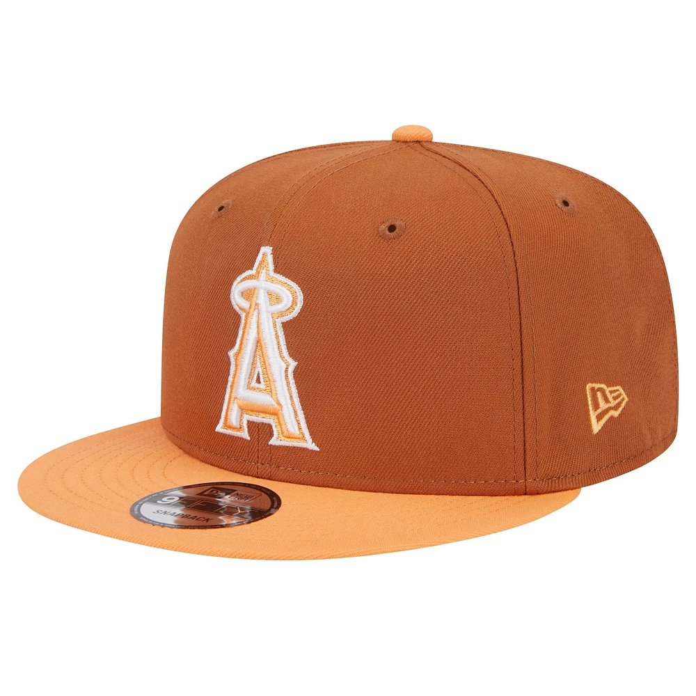 Men's New Era Brown Los Angeles Angels Spring Color Two-Tone 9FIFTY Snapback Hat