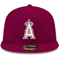 Men's New Era Cardinal Los Angeles Angels White Logo 59FIFTY Fitted Hat