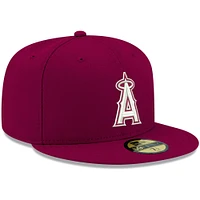 Men's New Era Cardinal Los Angeles Angels White Logo 59FIFTY Fitted Hat
