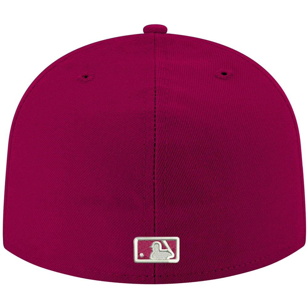 Men's New Era Cardinal Los Angeles Angels White Logo 59FIFTY Fitted Hat