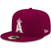 Men's New Era Cardinal Los Angeles Angels White Logo 59FIFTY Fitted Hat