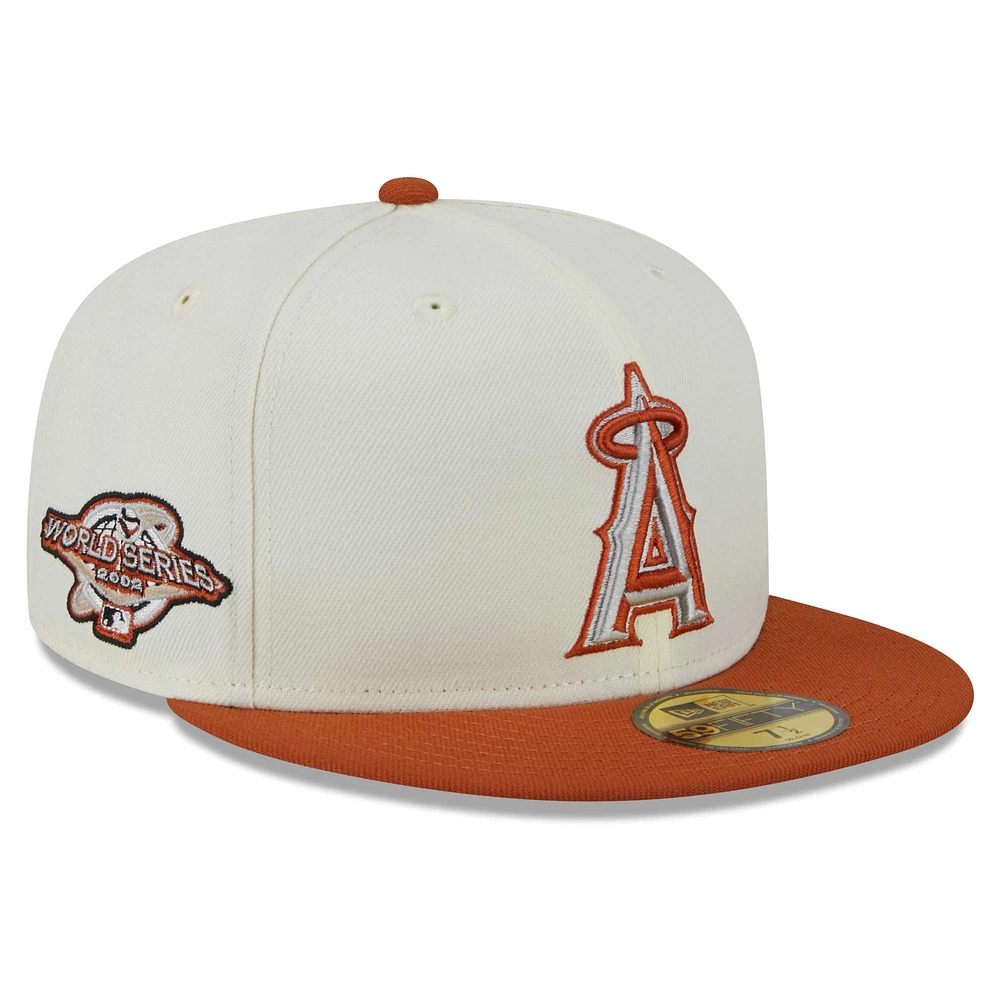 Men's New Era Cream/Orange Los Angeles Angels 59FIFTY Fitted Hat