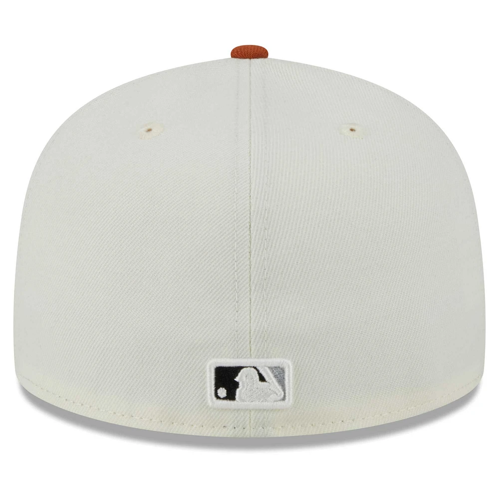 Men's New Era Cream/Orange Los Angeles Angels 59FIFTY Fitted Hat