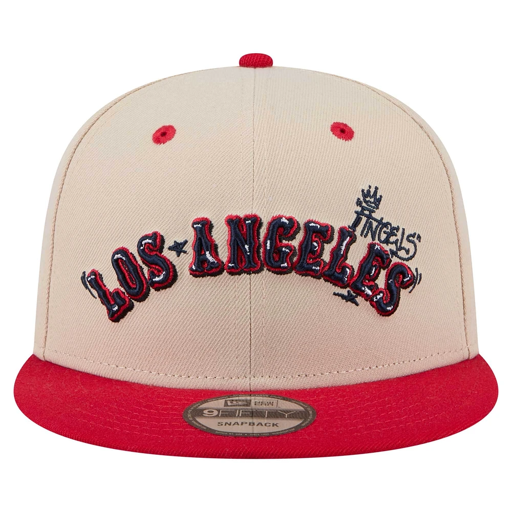 Men's New Era  Cream/Red Los Angeles Angels Cooperstown Collection Team Art 9FIFTY Snapback Hat