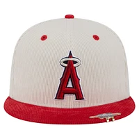 Casquette ajustée New Era 59FIFTY en velours côtelé bicolore crème/rouge des Los Angeles Angels pour homme