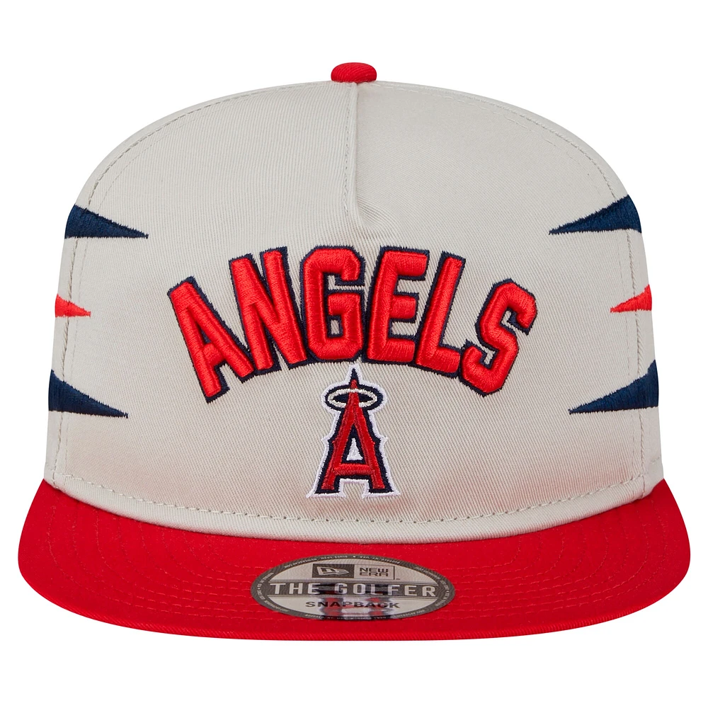 Men's New Era Cream Los Angeles Angels Iron Golfer Snapback Hat