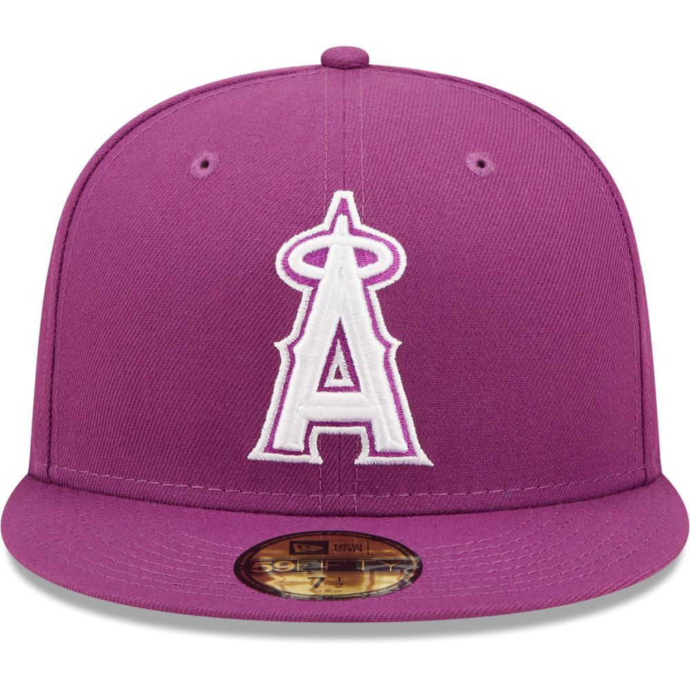 New Era Men's New Era Grape Los Angeles Angels Logo 59FIFTY Fitted Hat