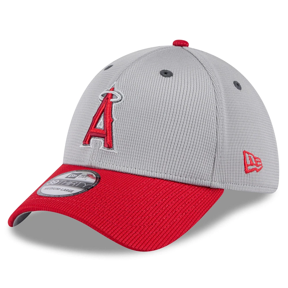 Men's New Era  Gray/Red Los Angeles Angels 2025 Batting Practice 39THIRTY Flex Hat