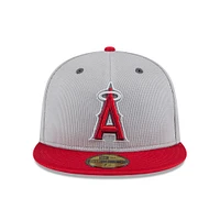 Men's New Era  Gray/Red Los Angeles Angels 2025 Batting Practice 59FIFTY Fitted Hat