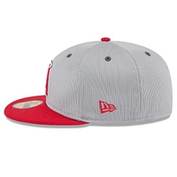 Men's New Era  Gray/Red Los Angeles Angels 2025 Batting Practice 59FIFTY Fitted Hat