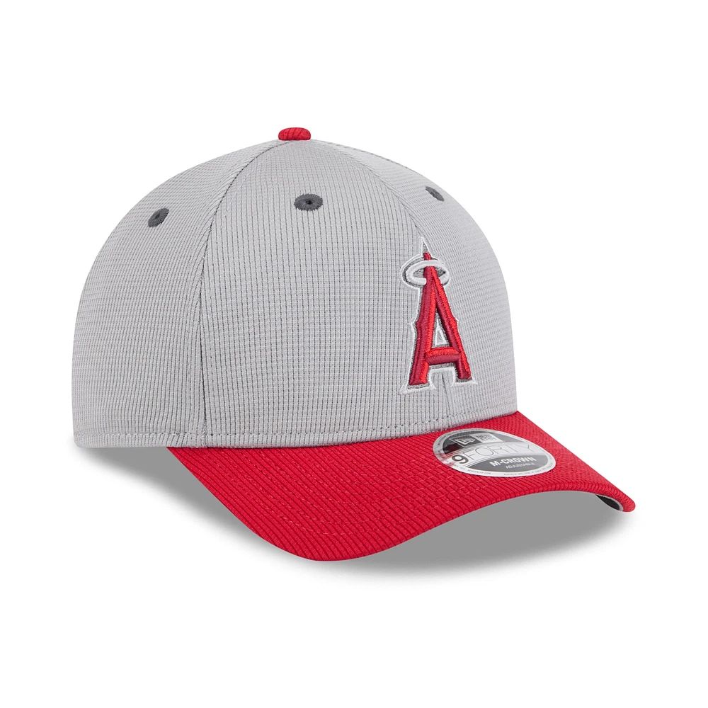 Men's New Era  Gray/Red Los Angeles Angels 2025 Batting Practice 9FORTY M-Crown Adjustable Hat