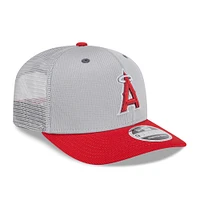 Men's New Era  Gray/Red Los Angeles Angels 2025 Batting Practice 9SEVENTY Stretch-Snap Trucker Hat