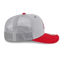 Men's New Era  Gray/Red Los Angeles Angels 2025 Batting Practice 9SEVENTY Stretch-Snap Trucker Hat