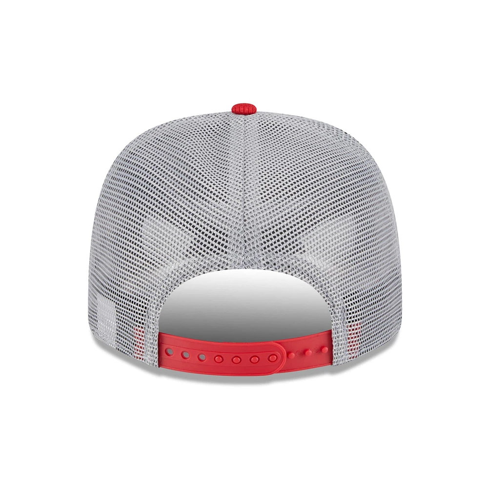 Men's New Era  Gray/Red Los Angeles Angels 2025 Batting Practice 9SEVENTY Stretch-Snap Trucker Hat