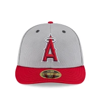 Men's New Era  Gray/Red Los Angeles Angels 2025 Batting Practice Low Profile 59FIFTY Fitted Hat