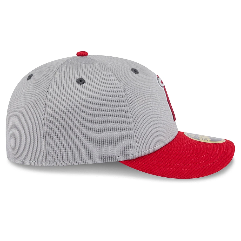 Men's New Era  Gray/Red Los Angeles Angels 2025 Batting Practice Low Profile 59FIFTY Fitted Hat