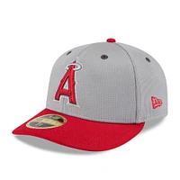 Men's New Era  Gray/Red Los Angeles Angels 2025 Batting Practice Low Profile 59FIFTY Fitted Hat