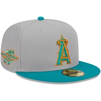 Men's New Era Gray/Teal Los Angeles Angels  59FIFTY Fitted Hat