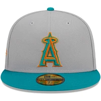 Men's New Era Gray/Teal Los Angeles Angels  59FIFTY Fitted Hat