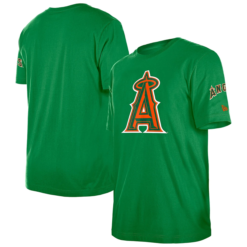 Men's New Era Kelly Green Los Angeles Angels St. Patrick's Day Shamrock Fill T-Shirt