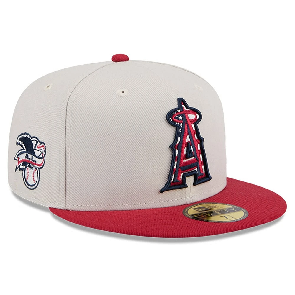 Men's New Era  Khaki/Red Los Angeles Angels 2024 Fourth of July 59FIFTY Fitted Hat