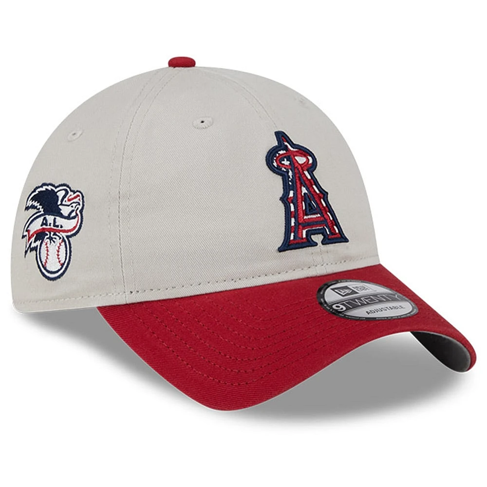 Casquette réglable New Era kaki/rouge Los Angeles Angels 2024 4 juillet 9TWENTY pour hommes