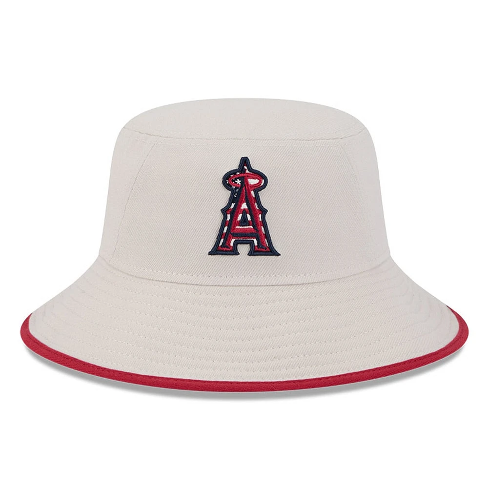 Men's New Era  Khaki Los Angeles Angels 2024 Fourth of July Bucket Hat