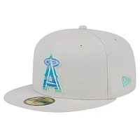 Men's New Era Khaki Los Angeles Angels Stone Mist 59FIFTY Fitted Hat