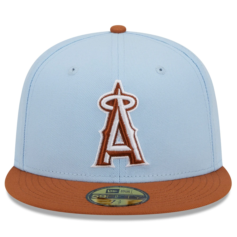 Men's New Era Light Blue/Brown Los Angeles Angels Spring Color Basic Two-Tone 59FIFTY Fitted Hat