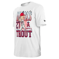 T-shirt blanc caricature des Angels de Los Angeles New Era Mike Trout pour hommes