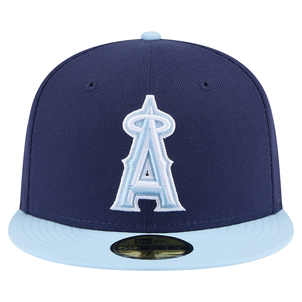 Casquette ajustée bicolore 59FIFTY New Era bleu marine/bleu clair pour homme des Los Angeles Angels
