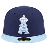 Casquette ajustée bicolore 59FIFTY New Era bleu marine/bleu clair pour homme des Los Angeles Angels