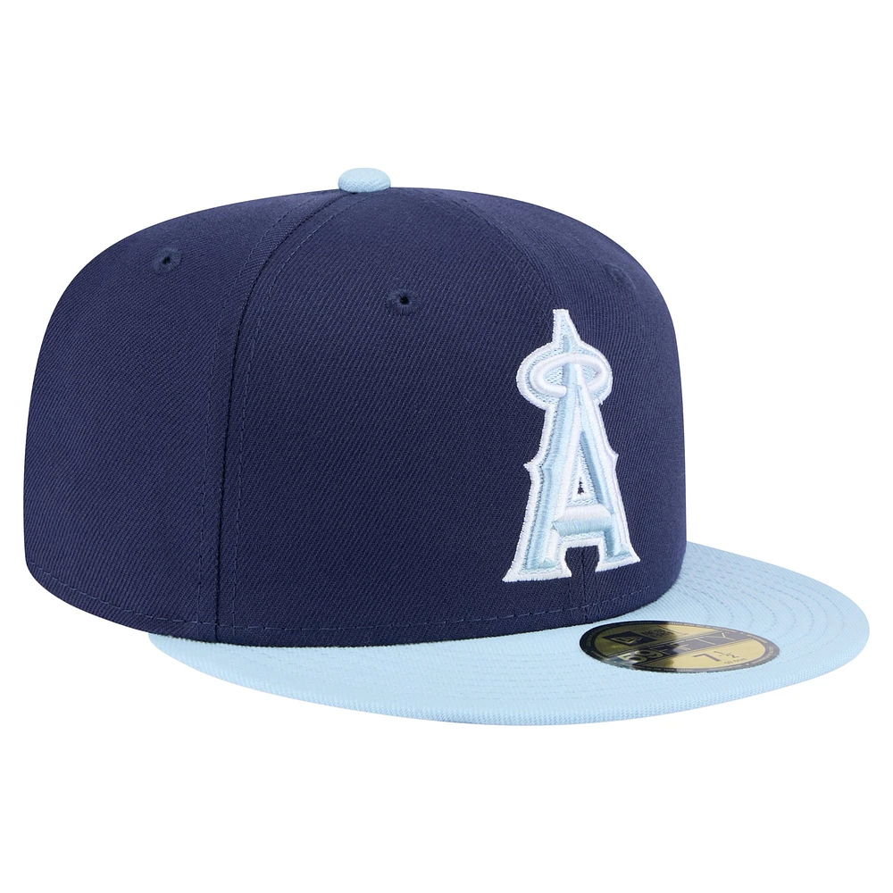 Casquette ajustée bicolore 59FIFTY New Era bleu marine/bleu clair pour homme des Los Angeles Angels