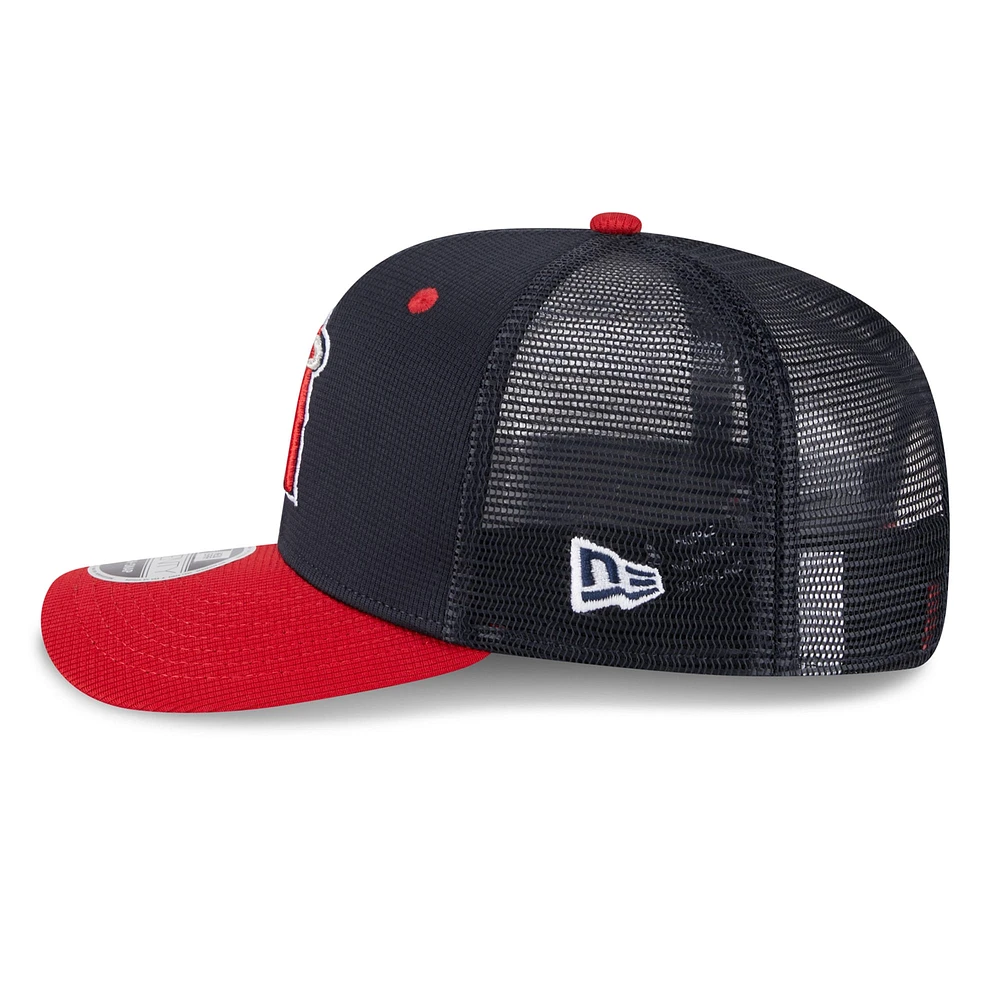 Men's New Era  Navy/Red Los Angeles Angels 2025 Batting Practice 9SEVENTY Stretch-Snap Trucker Hat