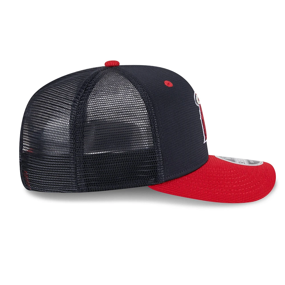 Men's New Era  Navy/Red Los Angeles Angels 2025 Batting Practice 9SEVENTY Stretch-Snap Trucker Hat