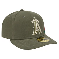 Men's New Era Olive Los Angeles Angels Tonal Florals 59FIFTY Fitted Hat