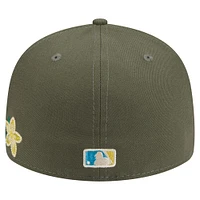 Men's New Era Olive Los Angeles Angels Tonal Florals 59FIFTY Fitted Hat