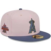 Men's New Era Pink/Blue Los Angeles Angels  Olive Undervisor 59FIFTY Fitted Hat