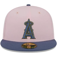 Men's New Era Pink/Blue Los Angeles Angels  Olive Undervisor 59FIFTY Fitted Hat