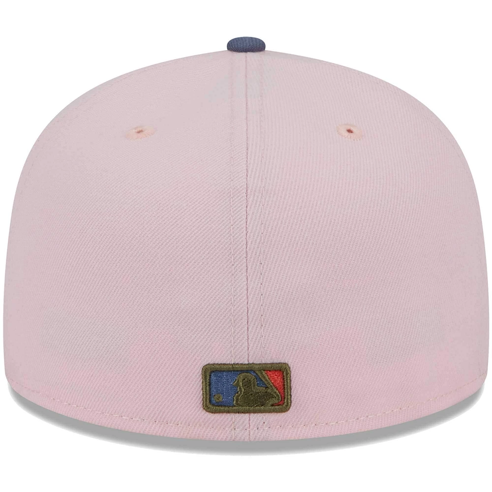 Casquette ajustée 59FIFTY pour homme Los Angeles Angels Olive Undervisor New Era rose/bleu