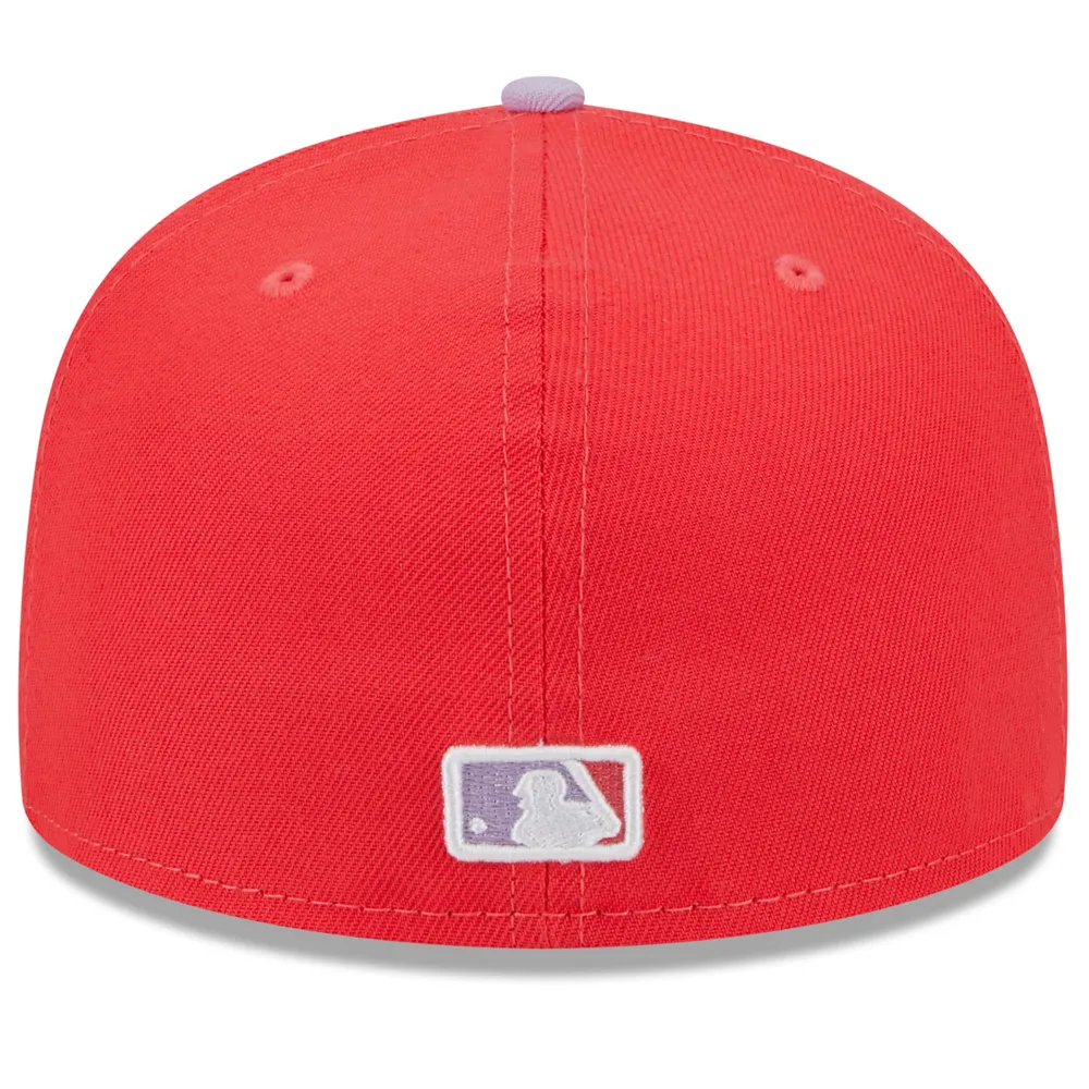 Men's New Era Red/Lavender Los Angeles Angels Spring Color Two-Tone 59FIFTY Fitted Hat