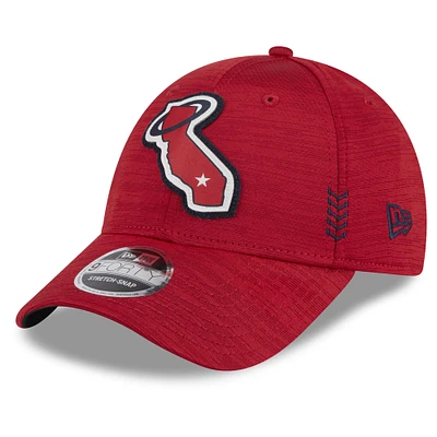 Casquette réglable rouge Los Angeles Angels 2024 Clubhouse 9FORTY New Era pour homme