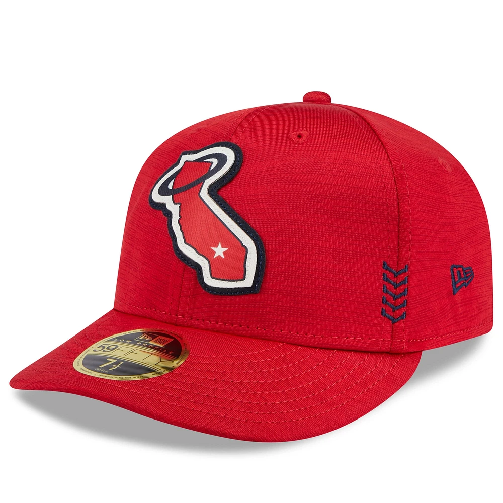 Casquette ajustée 59FIFTY Los Angeles Angels 2024 Clubhouse Low Profile New Era pour homme, rouge