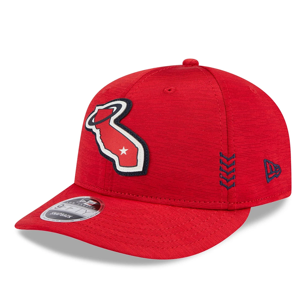 Casquette Snapback 9FIFTY Low Profile Los Angeles Angels 2024 Clubhouse New Era pour homme, rouge