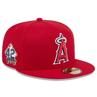 Casquette ajustée Jackie Robinson Day #42 59FIFTY rouge des Los Angeles Angels pour homme de New Era