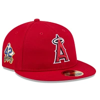 Casquette ajustée non structurée Jackie Robinson Day 59FIFTY pour homme, modèle 2025, des Los Angeles Angels, rouge New Era