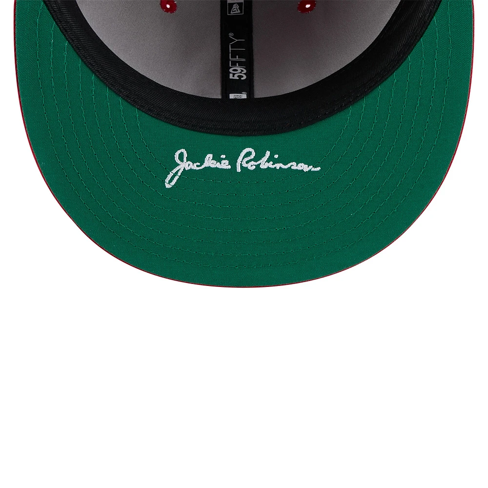 Casquette ajustée non structurée Jackie Robinson Day 59FIFTY pour homme, modèle 2025, des Los Angeles Angels, rouge New Era